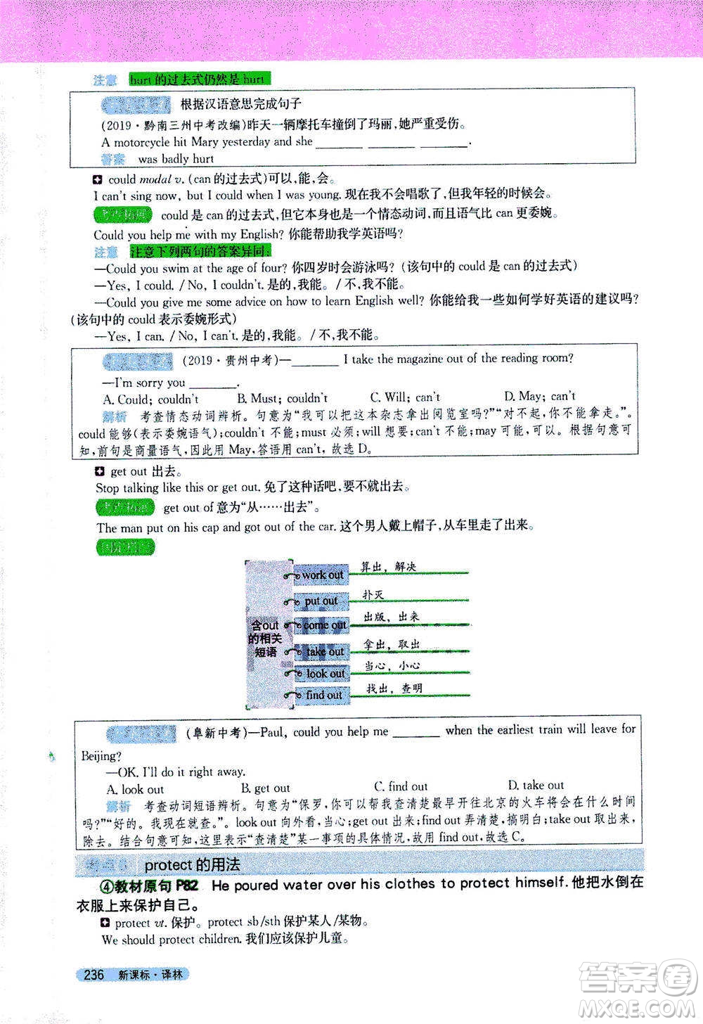 吉林人民出版社2021新教材完全解讀英語七年級下新課標譯林版答案