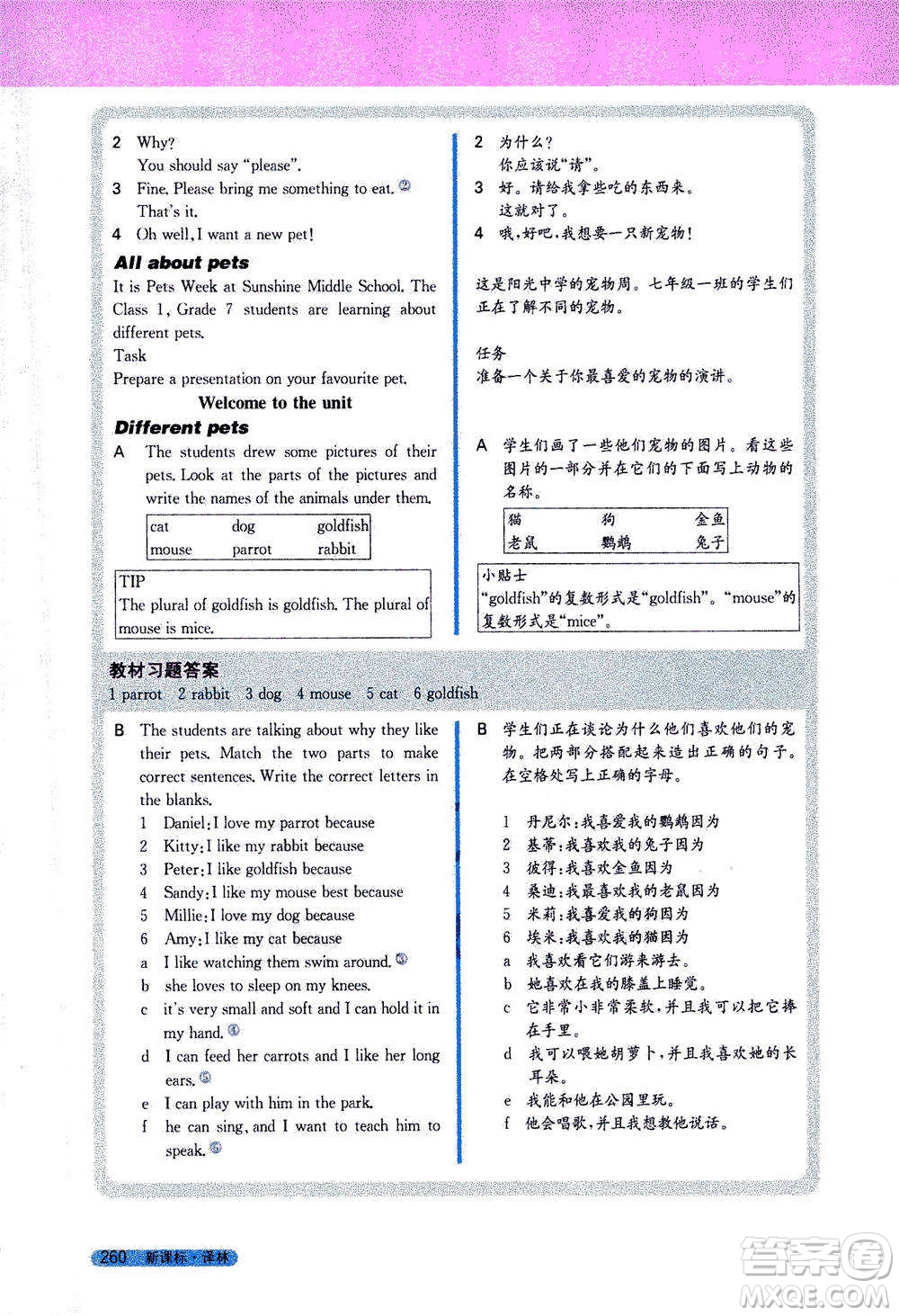 吉林人民出版社2021新教材完全解讀英語七年級下新課標譯林版答案