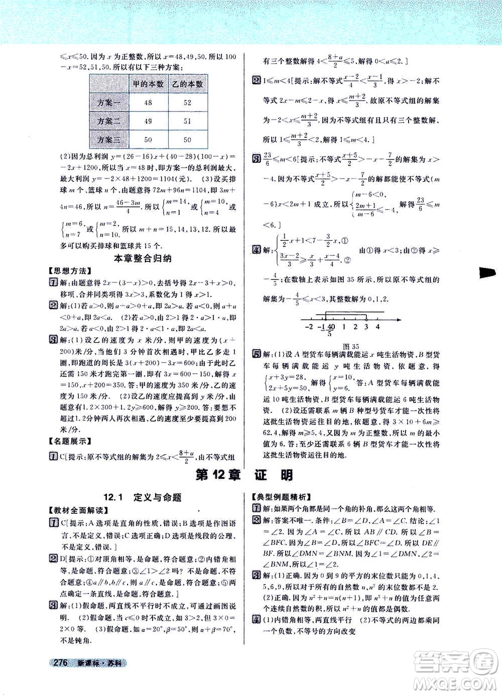 吉林人民出版社2021新教材完全解讀數(shù)學(xué)七年級(jí)下新課標(biāo)蘇科版答案