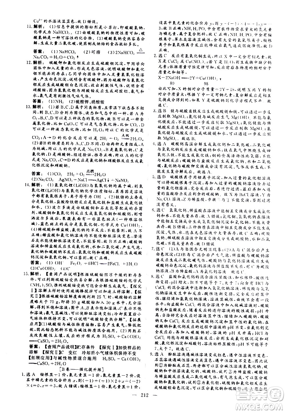 山東美術(shù)出版社2021新中考集訓(xùn)中考總復(fù)習(xí)化學(xué)九年級通用版答案