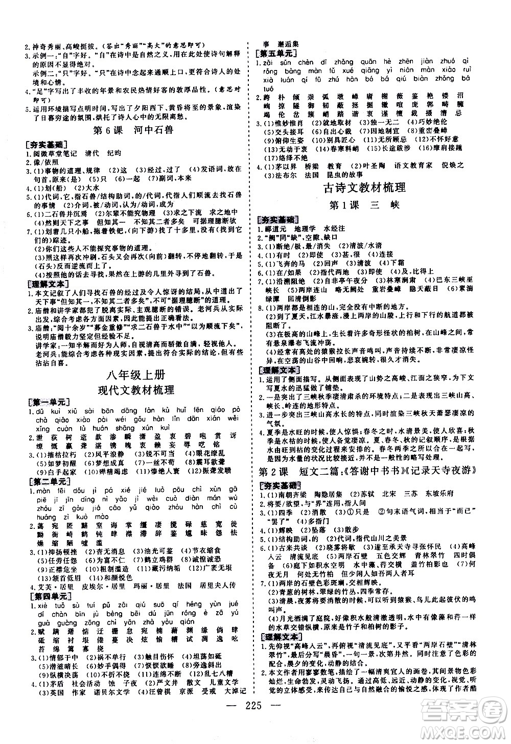 山東美術(shù)出版社2021新中考集訓(xùn)中考總復(fù)習(xí)語(yǔ)文九年級(jí)通用版答案