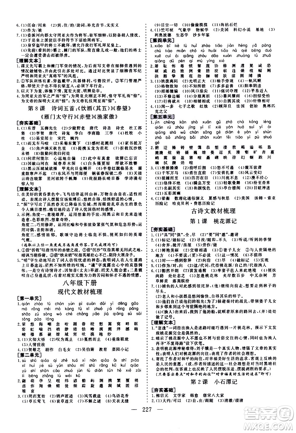 山東美術(shù)出版社2021新中考集訓(xùn)中考總復(fù)習(xí)語(yǔ)文九年級(jí)通用版答案