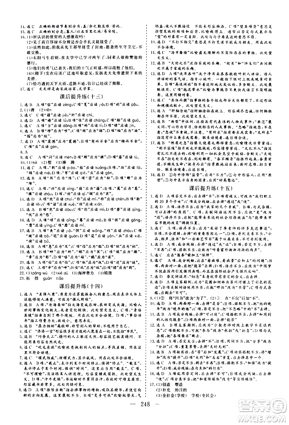 山東美術(shù)出版社2021新中考集訓(xùn)中考總復(fù)習(xí)語(yǔ)文九年級(jí)通用版答案