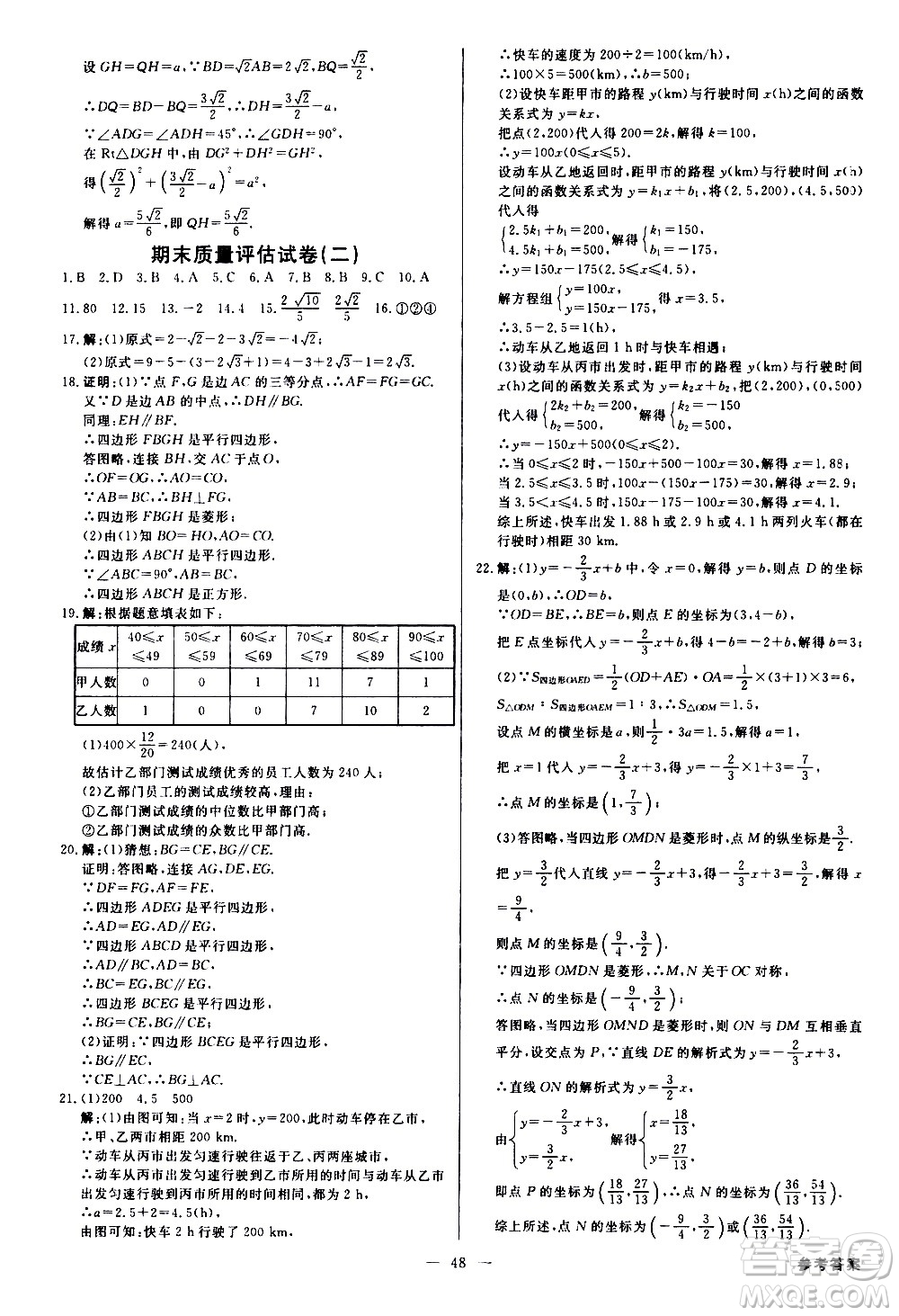 光明日?qǐng)?bào)出版社2021全效學(xué)習(xí)課時(shí)提優(yōu)數(shù)學(xué)八年級(jí)下冊(cè)RJ人教版A版答案