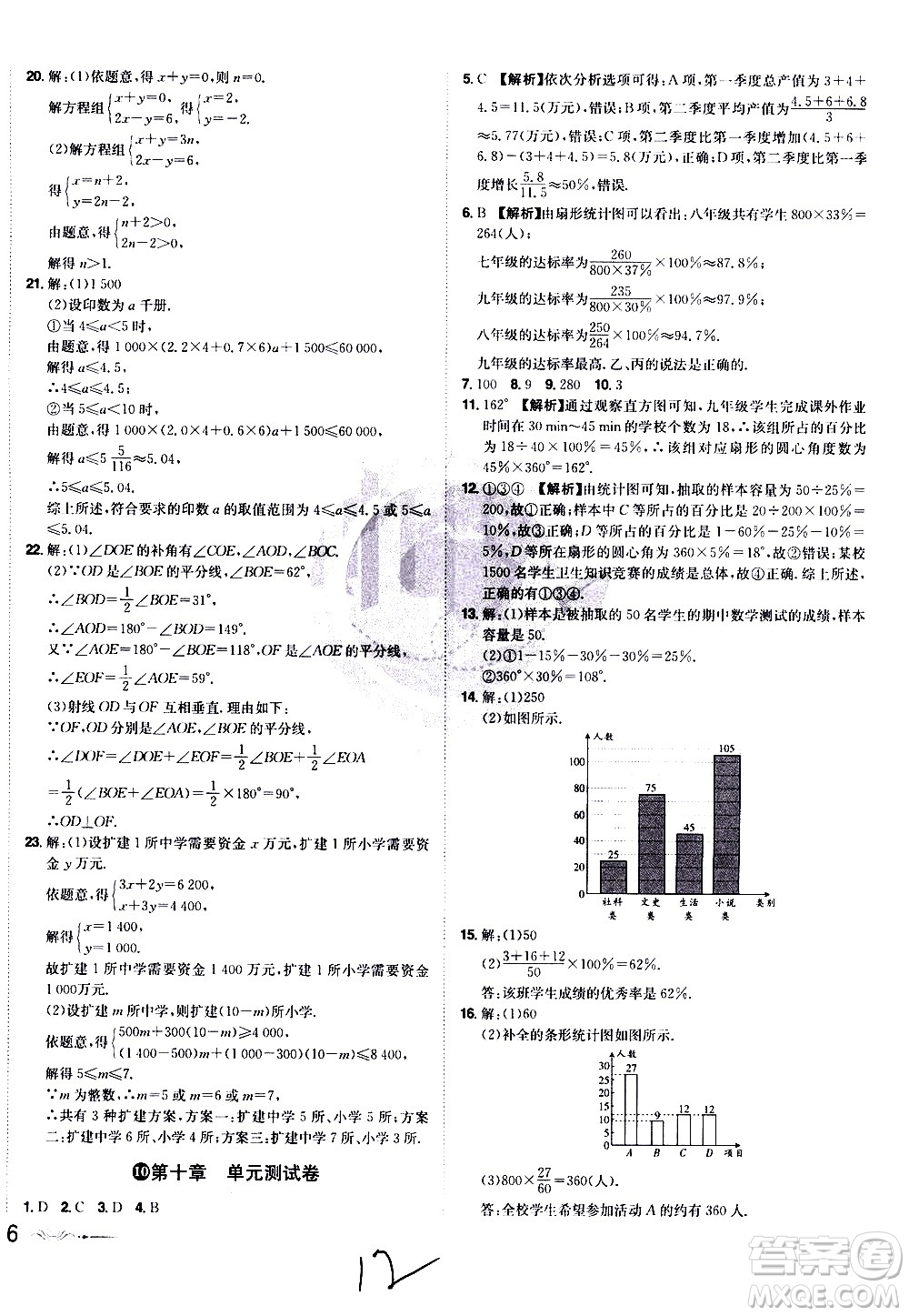 黑龍江美術(shù)出版社2021魔力一卷通數(shù)學(xué)七年級下冊RJ人教版答案