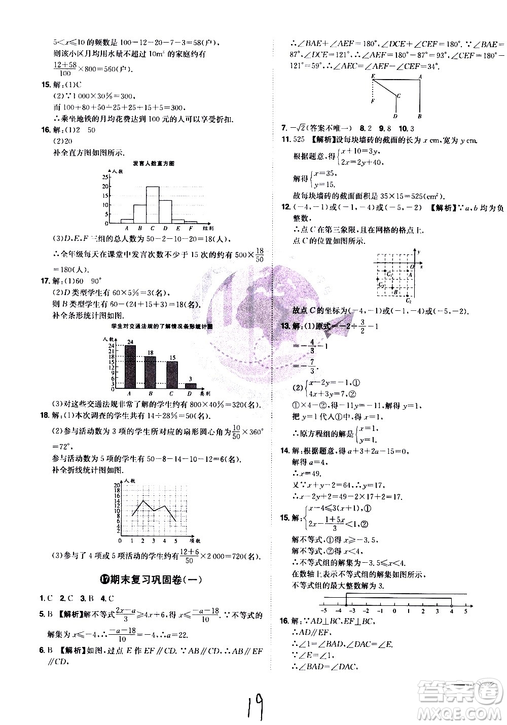 黑龍江美術(shù)出版社2021魔力一卷通數(shù)學(xué)七年級下冊RJ人教版答案