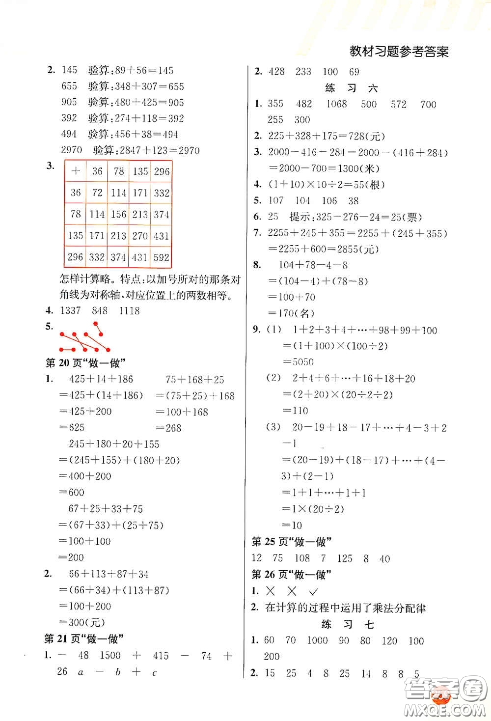 河北教育出版社2021小學創(chuàng)新一點通四年級數(shù)學下冊人教版答案