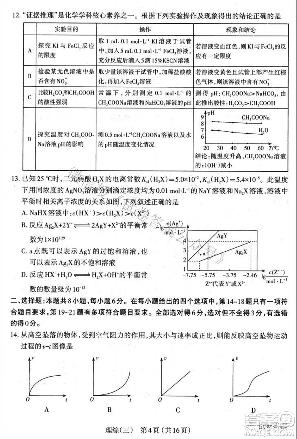 太原市2021高三年級(jí)模擬考試三理科綜合試卷及答案