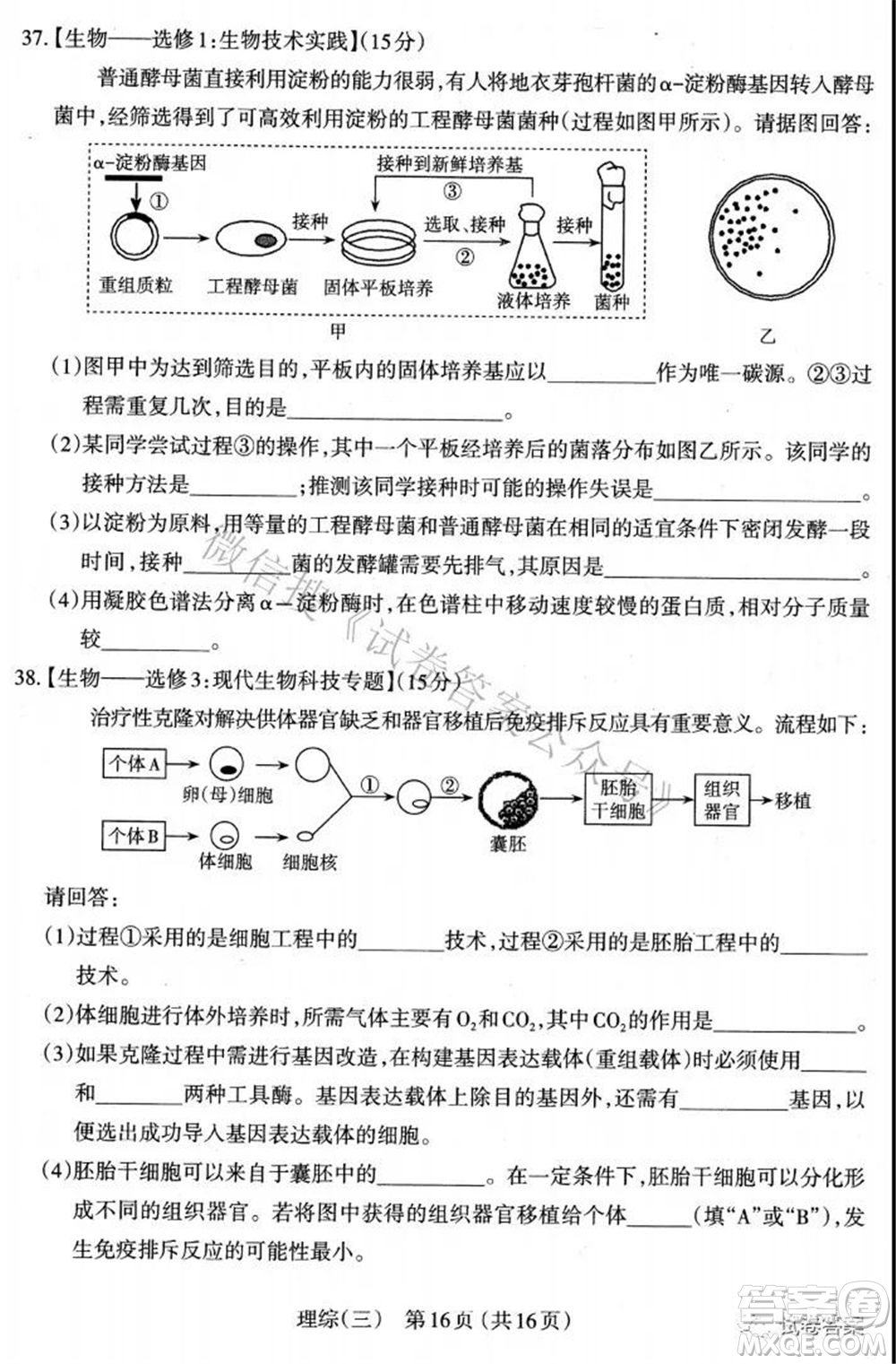 太原市2021高三年級(jí)模擬考試三理科綜合試卷及答案