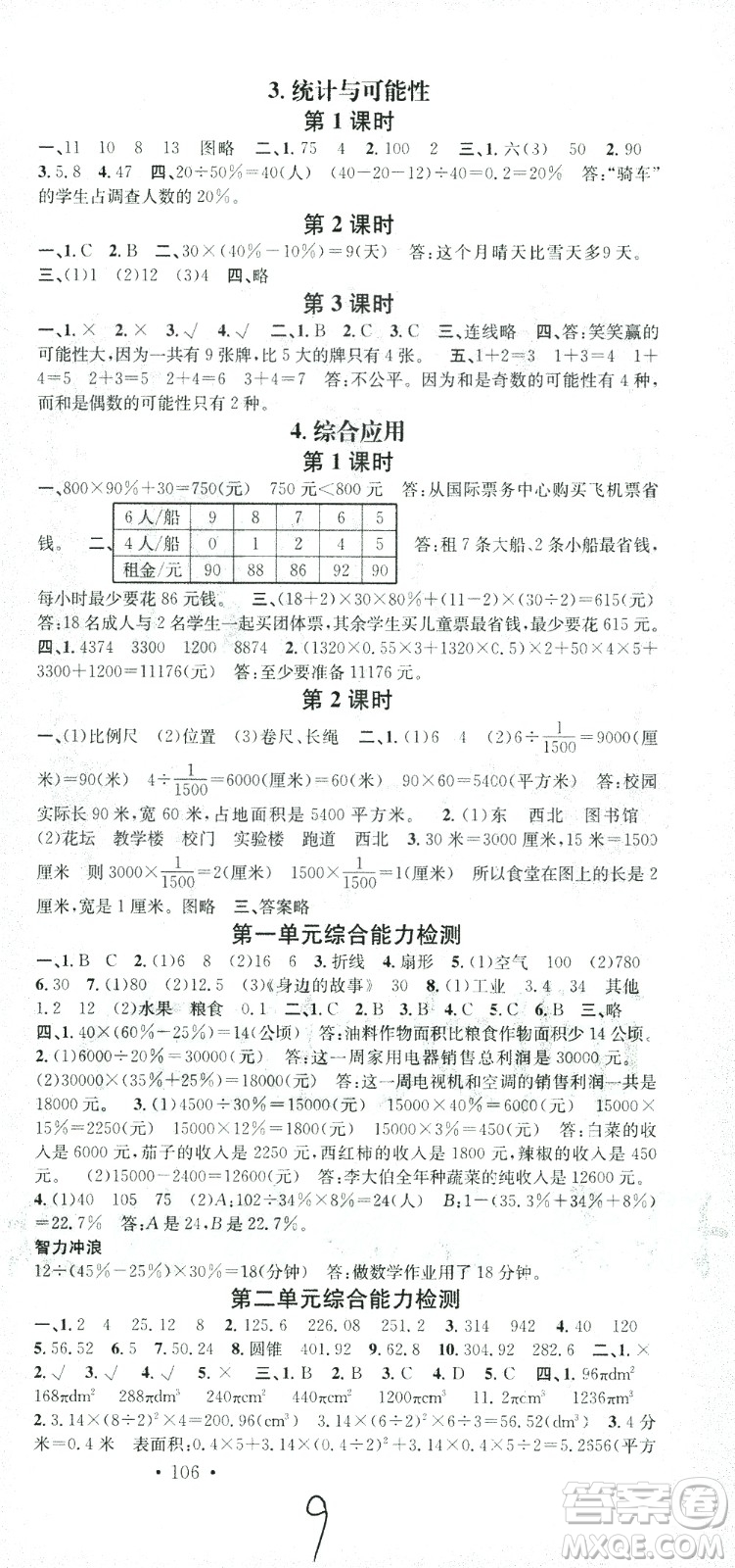 廣東經(jīng)濟(jì)出版社2021名校課堂數(shù)學(xué)六年級(jí)下冊(cè)SJ蘇教版答案