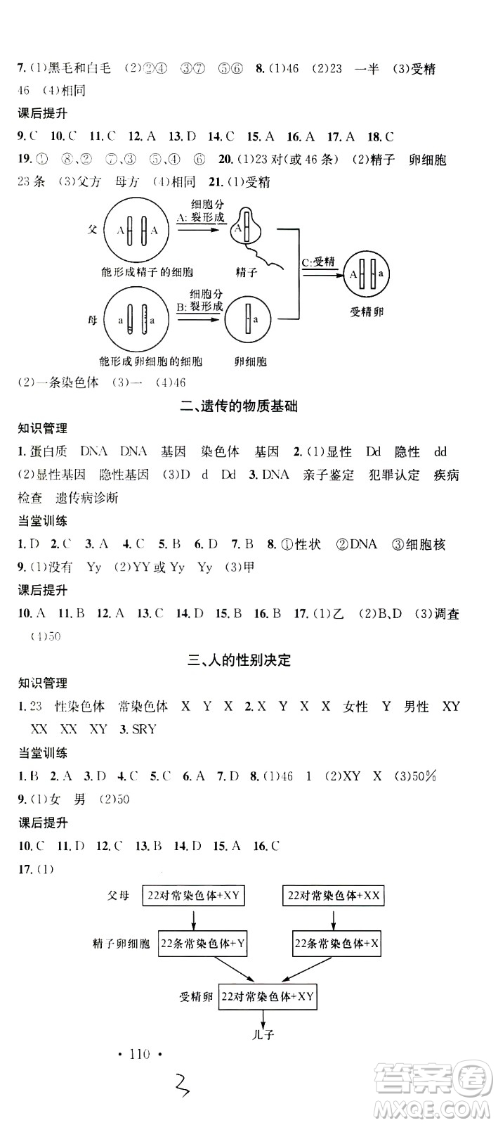 廣東經(jīng)濟(jì)出版社2021名校課堂同步練習(xí)全國領(lǐng)導(dǎo)者生物八年級下冊JS江蘇版答案