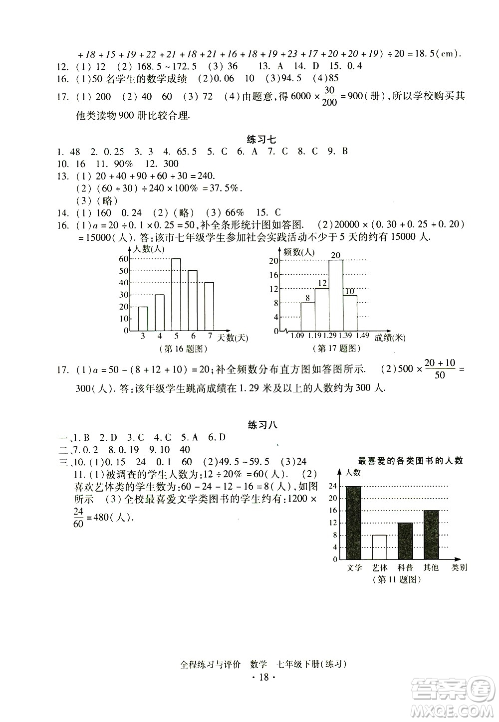 浙江人民出版社2021全程練習(xí)與評價練習(xí)七年級下冊數(shù)學(xué)ZH浙教版答案