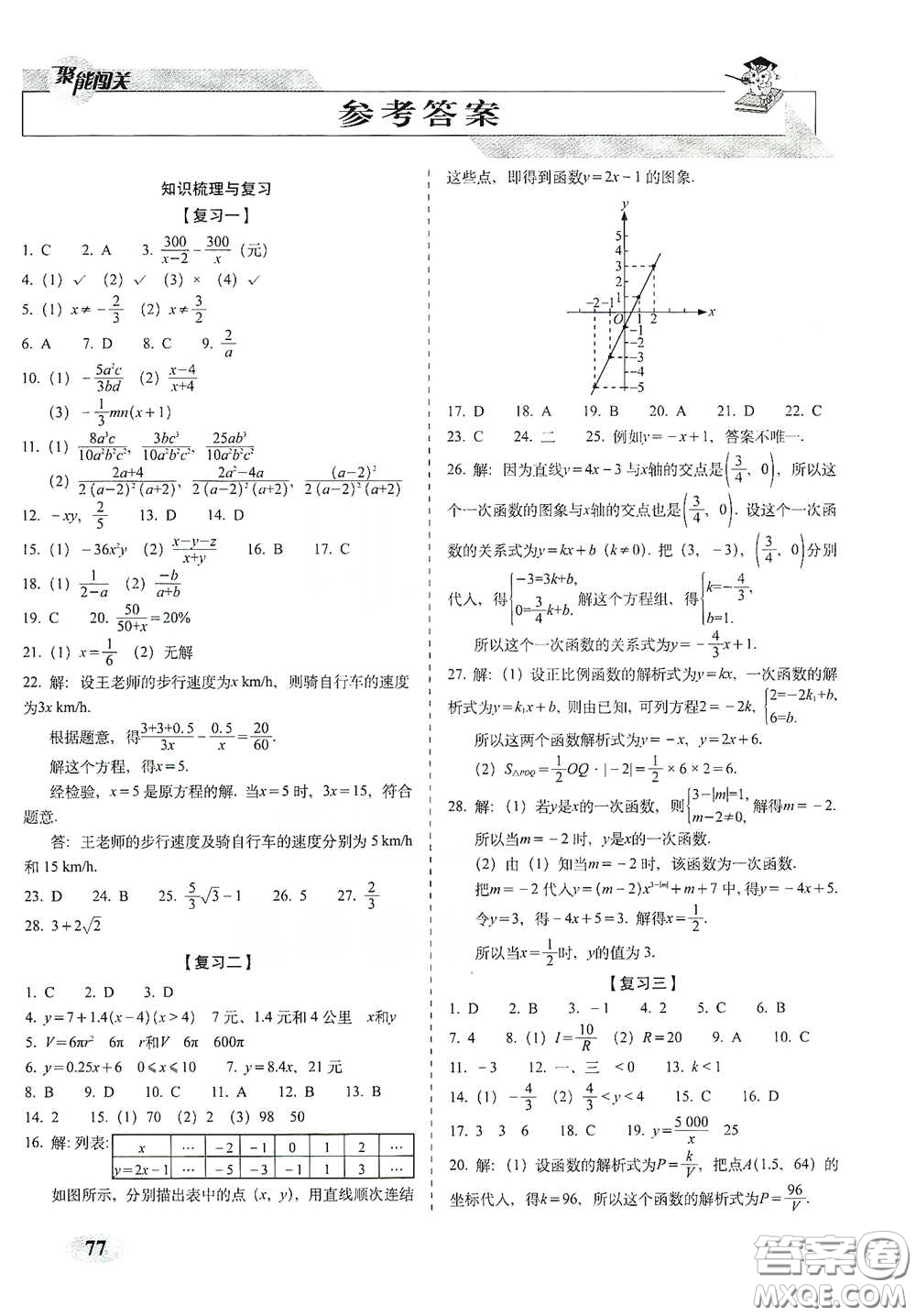 長春出版社2021聚能闖關(guān)100分期末復習沖刺卷八年級數(shù)學下冊答案