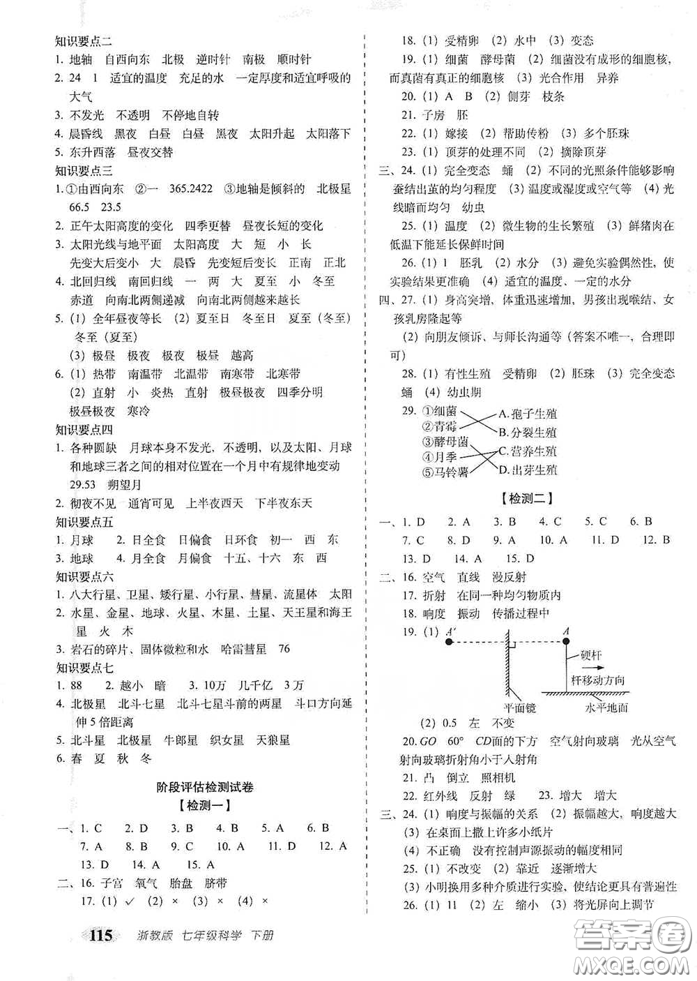 長(zhǎng)春出版社2021聚能闖關(guān)100分期末復(fù)習(xí)沖刺卷七年級(jí)科學(xué)下冊(cè)答案