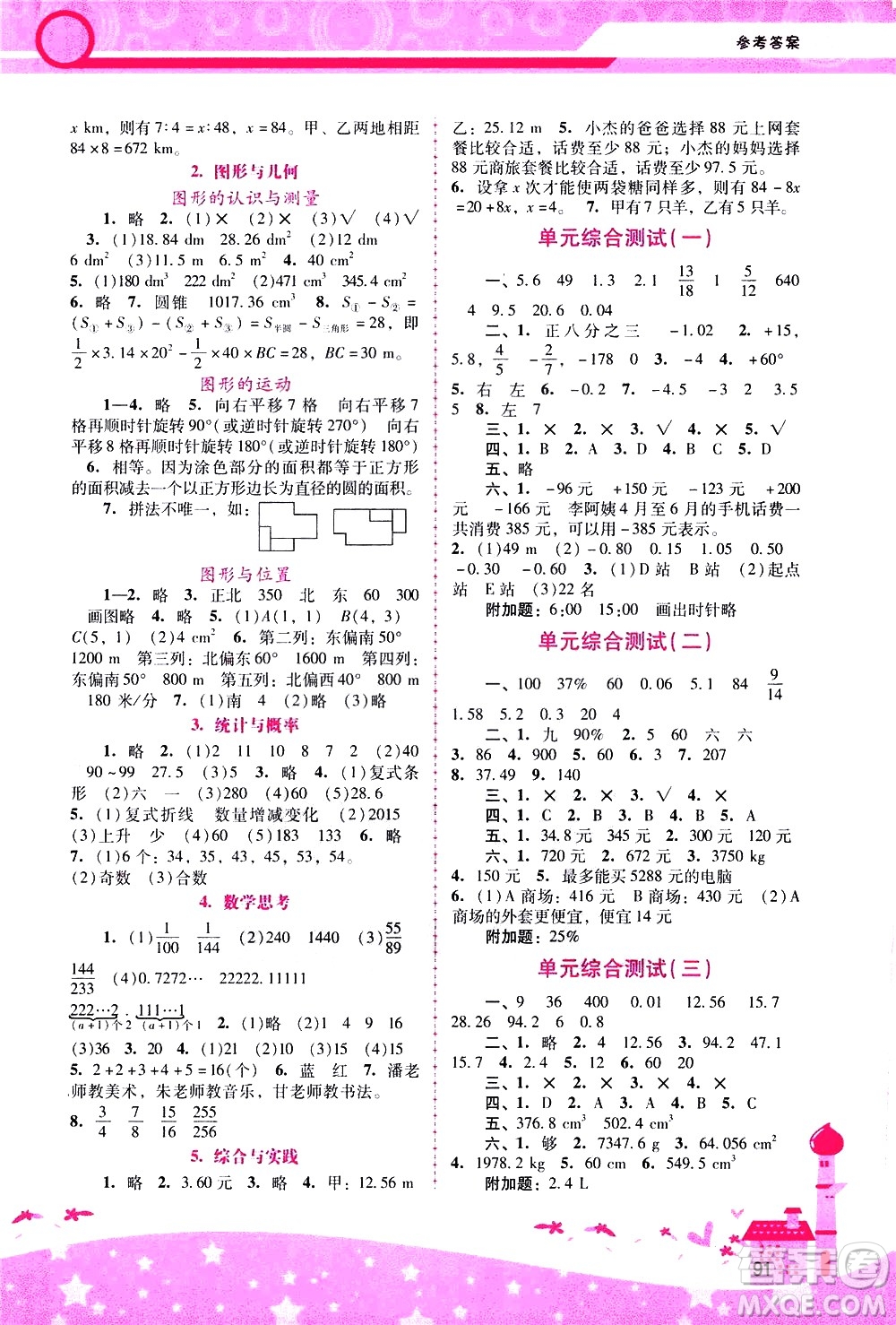 廣西師范大學(xué)出版社2021新課程學(xué)習(xí)輔導(dǎo)數(shù)學(xué)六年級下冊人教版答案