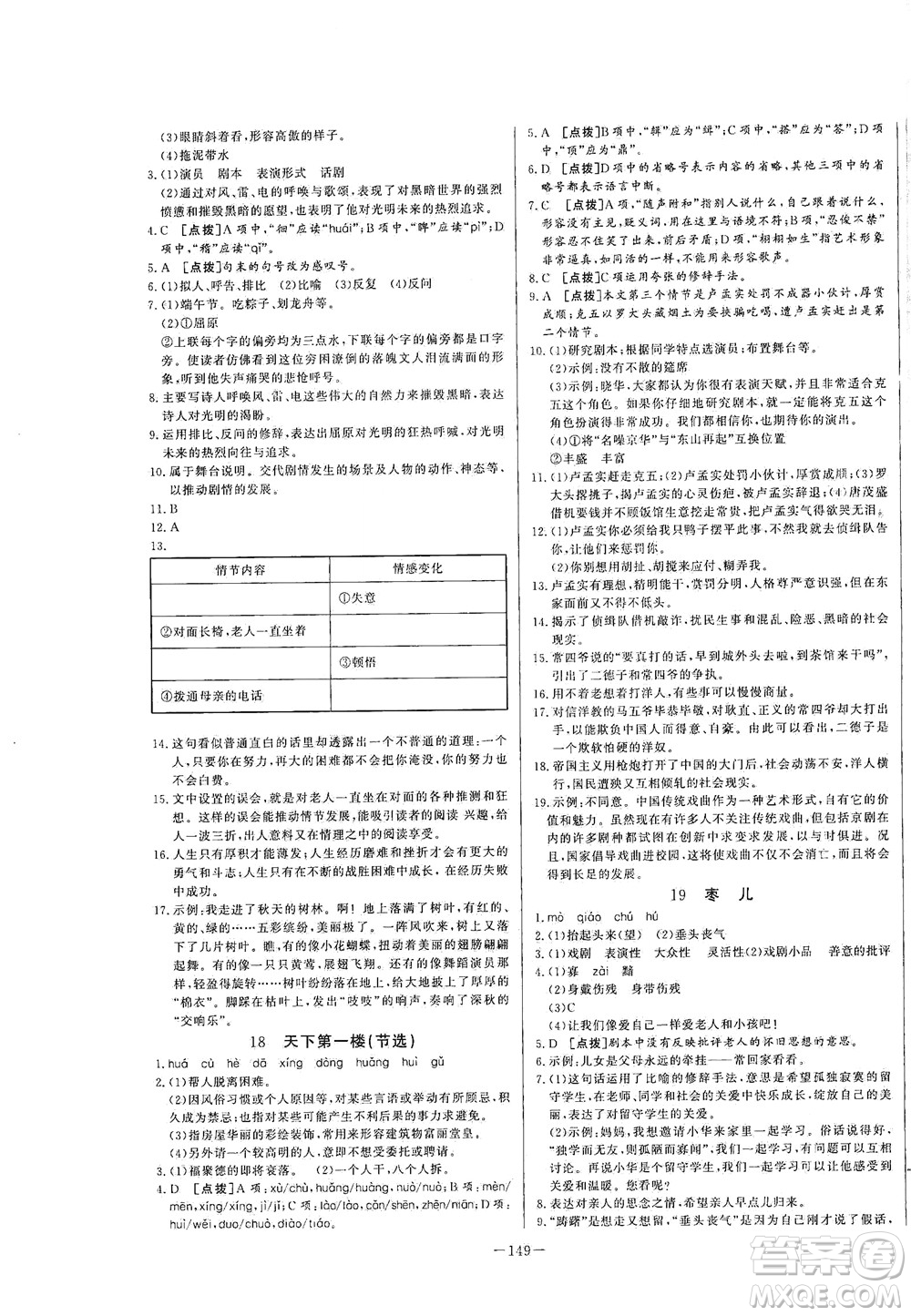 團結(jié)出版社2021中華題王語文九年級下冊RJ人教版答案