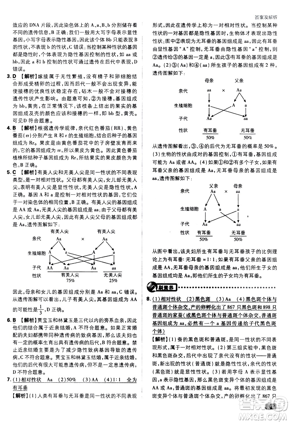 開明出版社2021版初中必刷題生物八年級(jí)下冊(cè)RJ人教版答案