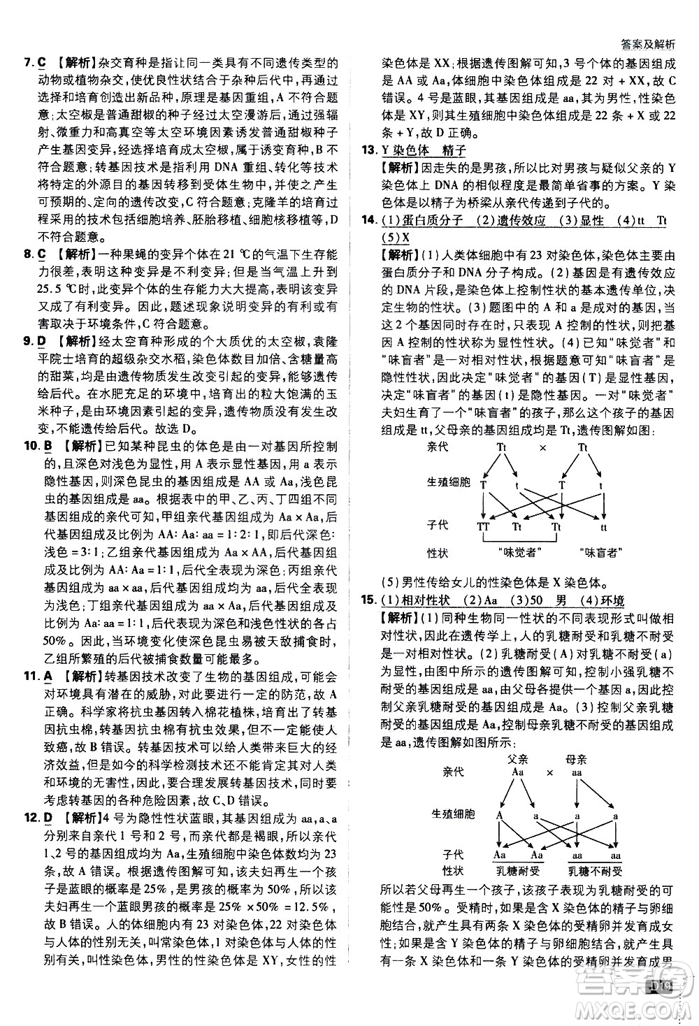 開明出版社2021版初中必刷題生物八年級(jí)下冊(cè)RJ人教版答案