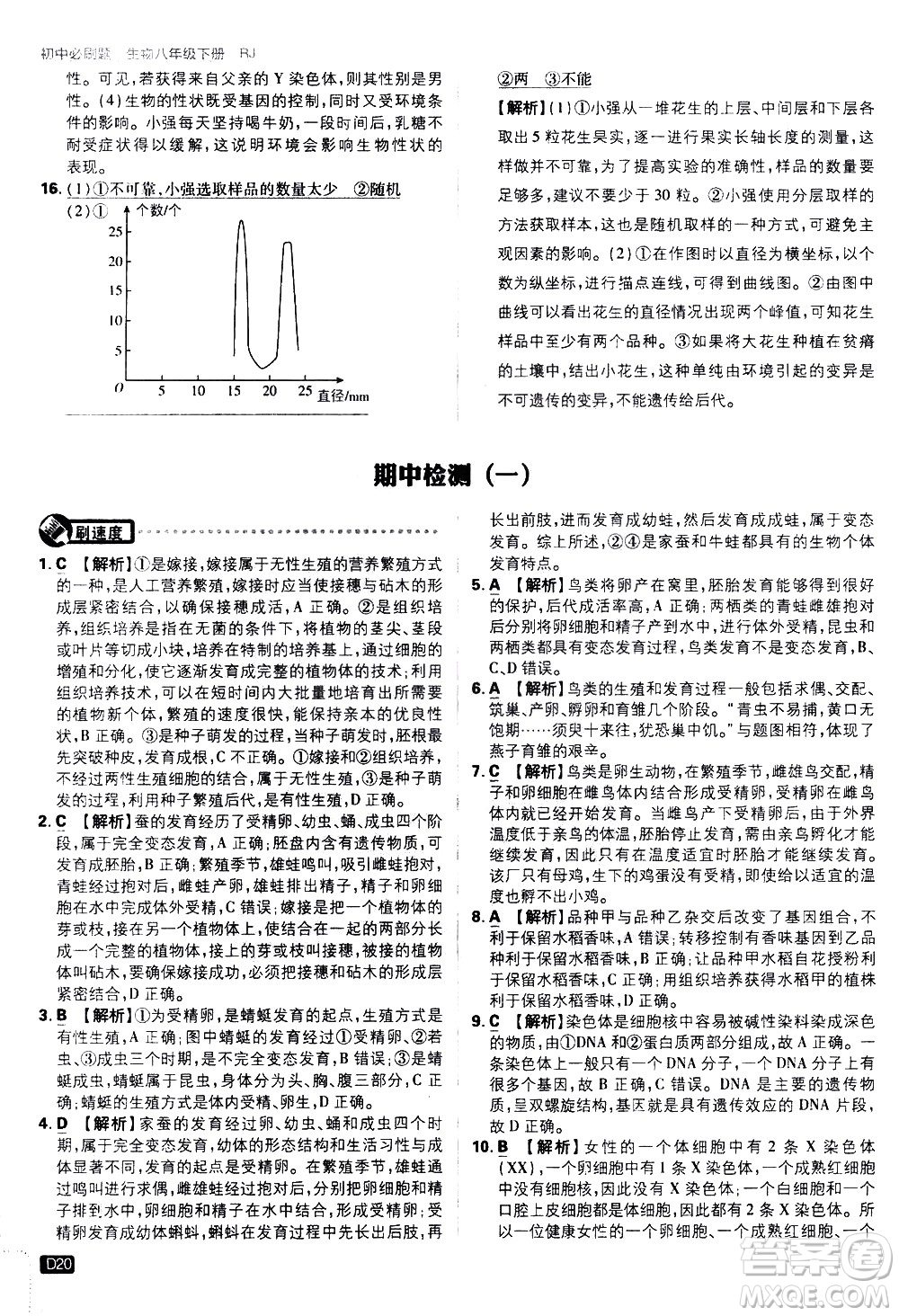 開明出版社2021版初中必刷題生物八年級(jí)下冊(cè)RJ人教版答案