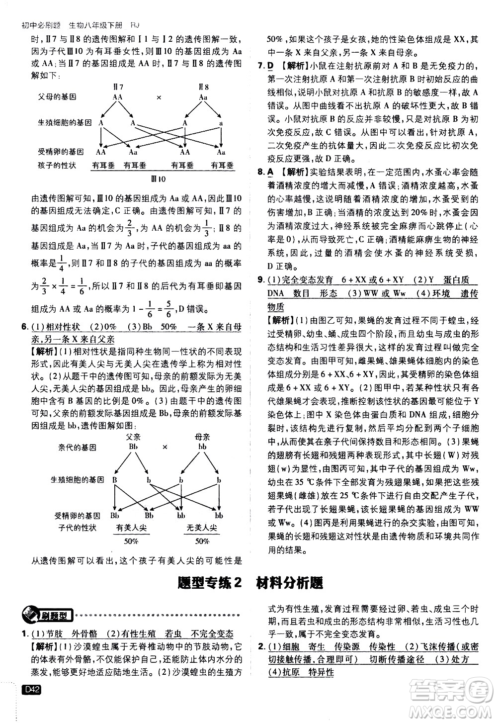 開明出版社2021版初中必刷題生物八年級(jí)下冊(cè)RJ人教版答案