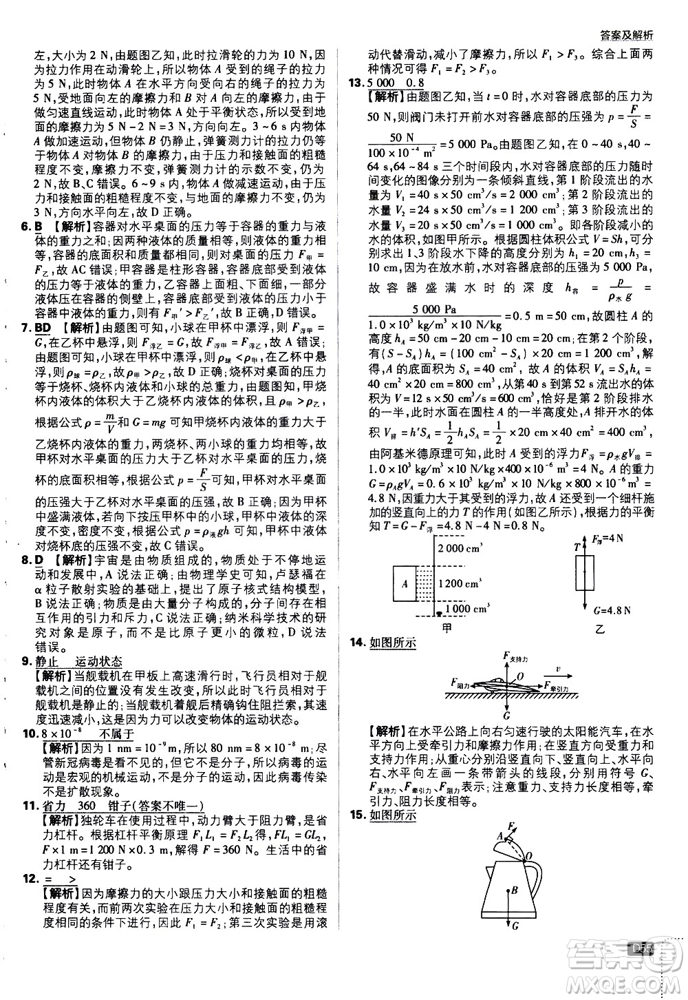 開明出版社2021版初中必刷題物理八年級下冊HY滬粵版答案