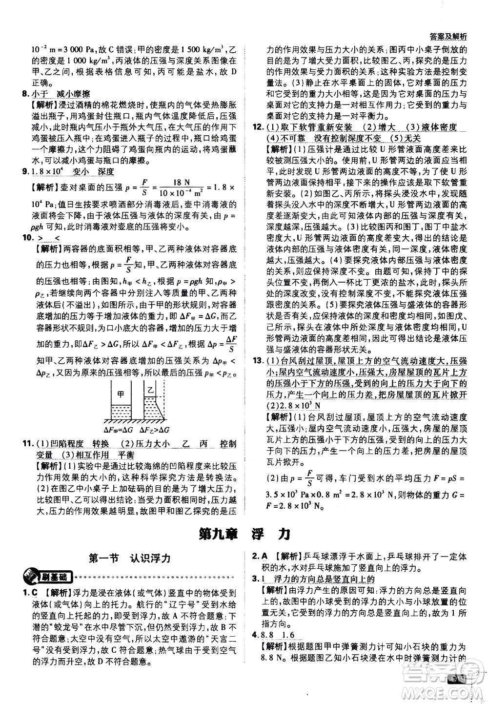 開明出版社2021版初中必刷題物理八年級下冊課標版滬科版答案