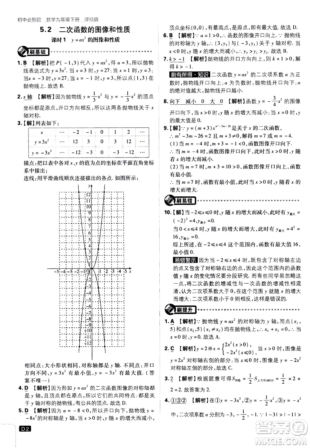 開明出版社2021版初中必刷題數(shù)學(xué)九年級下冊課標版江蘇版答案