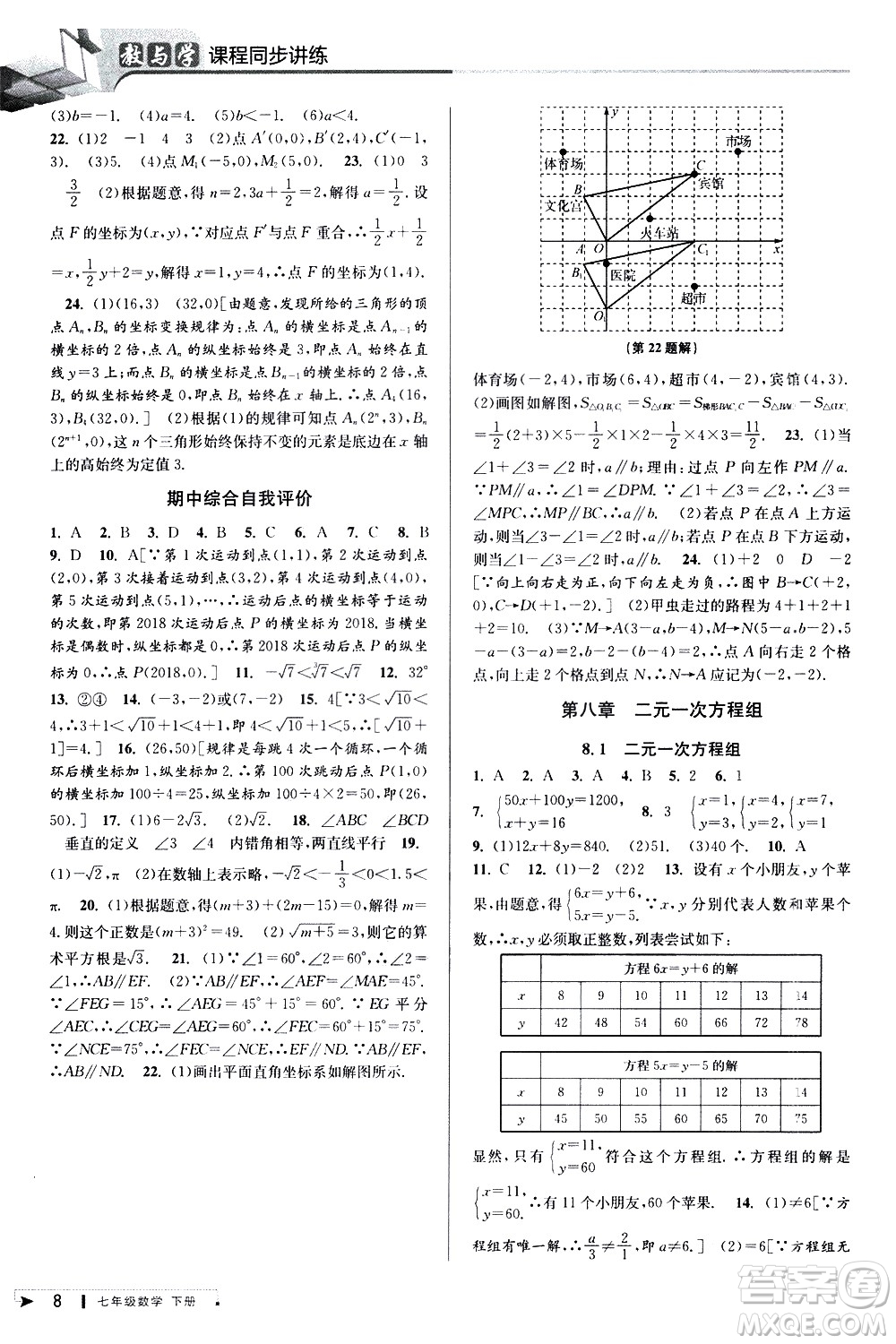 北京教育出版社2021教與學(xué)課程同步講練七年級(jí)數(shù)學(xué)下冊(cè)人教版答案