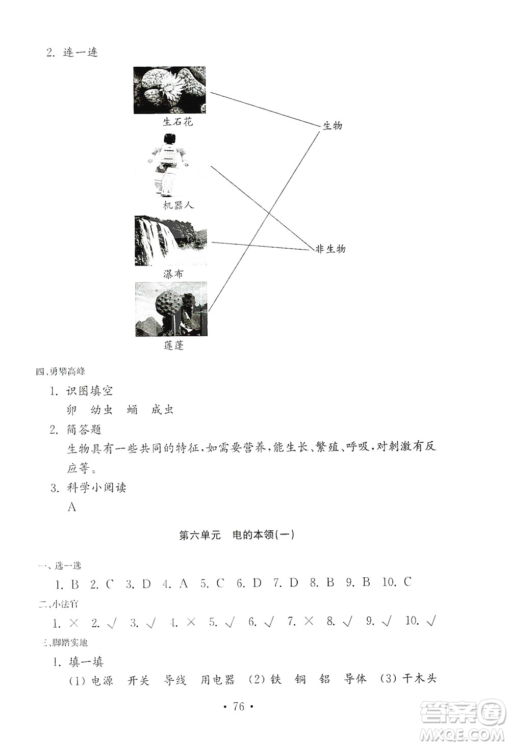 山東教育出版社2021年小學(xué)科學(xué)金鑰匙試卷四年級(jí)下冊(cè)青島版答案