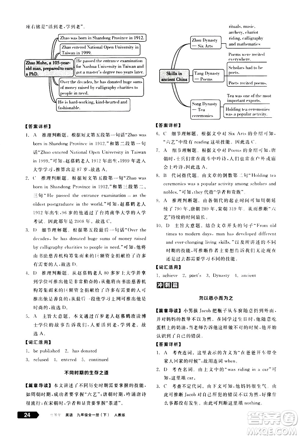 陽光出版社2021練就優(yōu)等生英語完形填空閱讀理解九年級(jí)全一冊新課標(biāo)RJ人教版答案