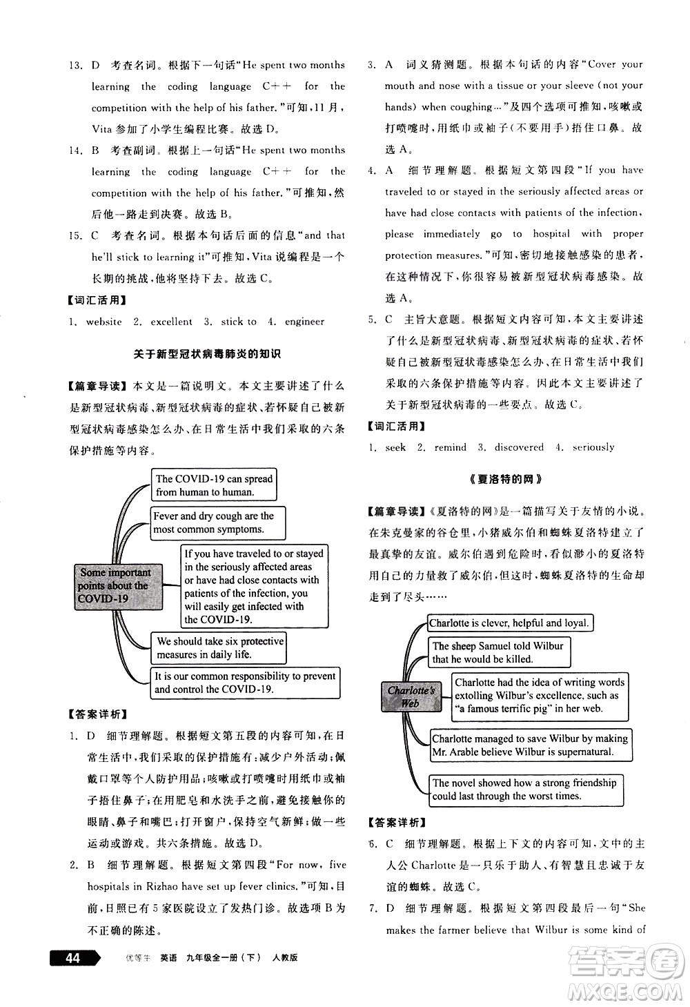 陽光出版社2021練就優(yōu)等生英語完形填空閱讀理解九年級(jí)全一冊新課標(biāo)RJ人教版答案