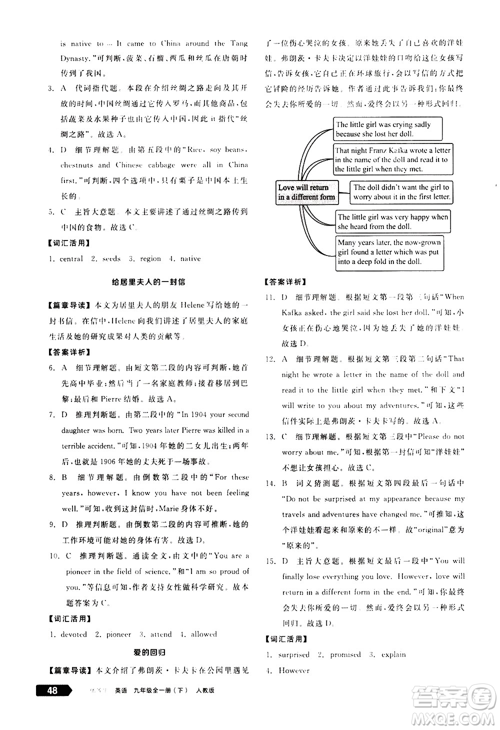 陽光出版社2021練就優(yōu)等生英語完形填空閱讀理解九年級(jí)全一冊新課標(biāo)RJ人教版答案