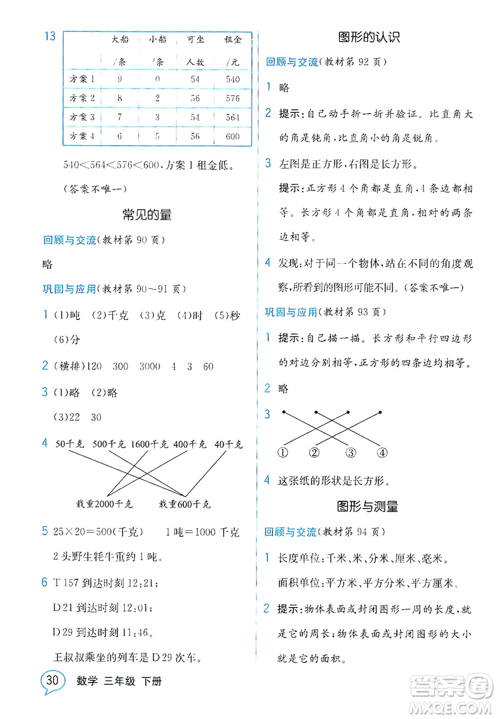 現(xiàn)代教育出版社2021教材解讀數(shù)學(xué)三年級下冊BS北師大版答案