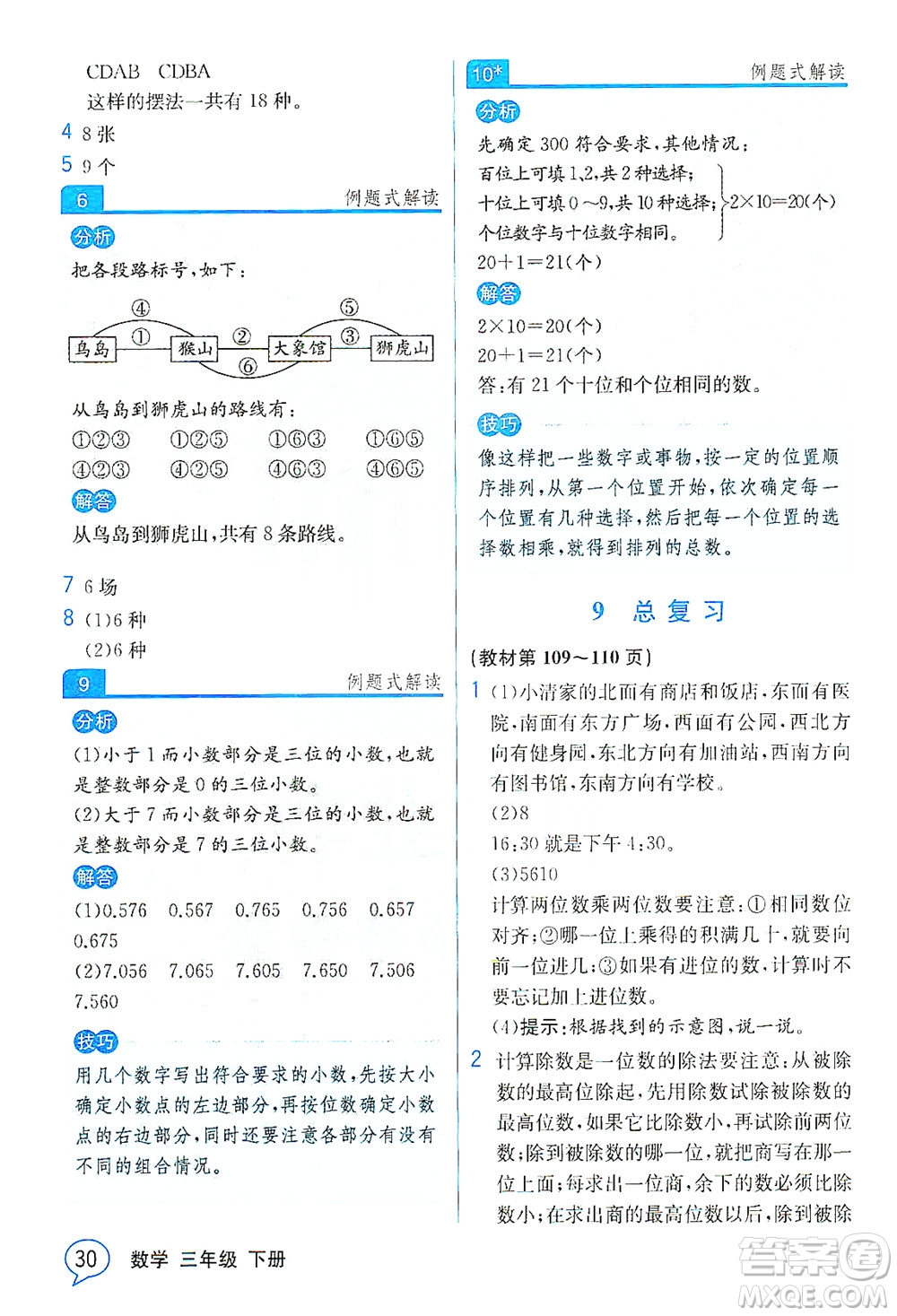 人民教育出版社2021教材解讀數(shù)學(xué)三年級下冊人教版答案