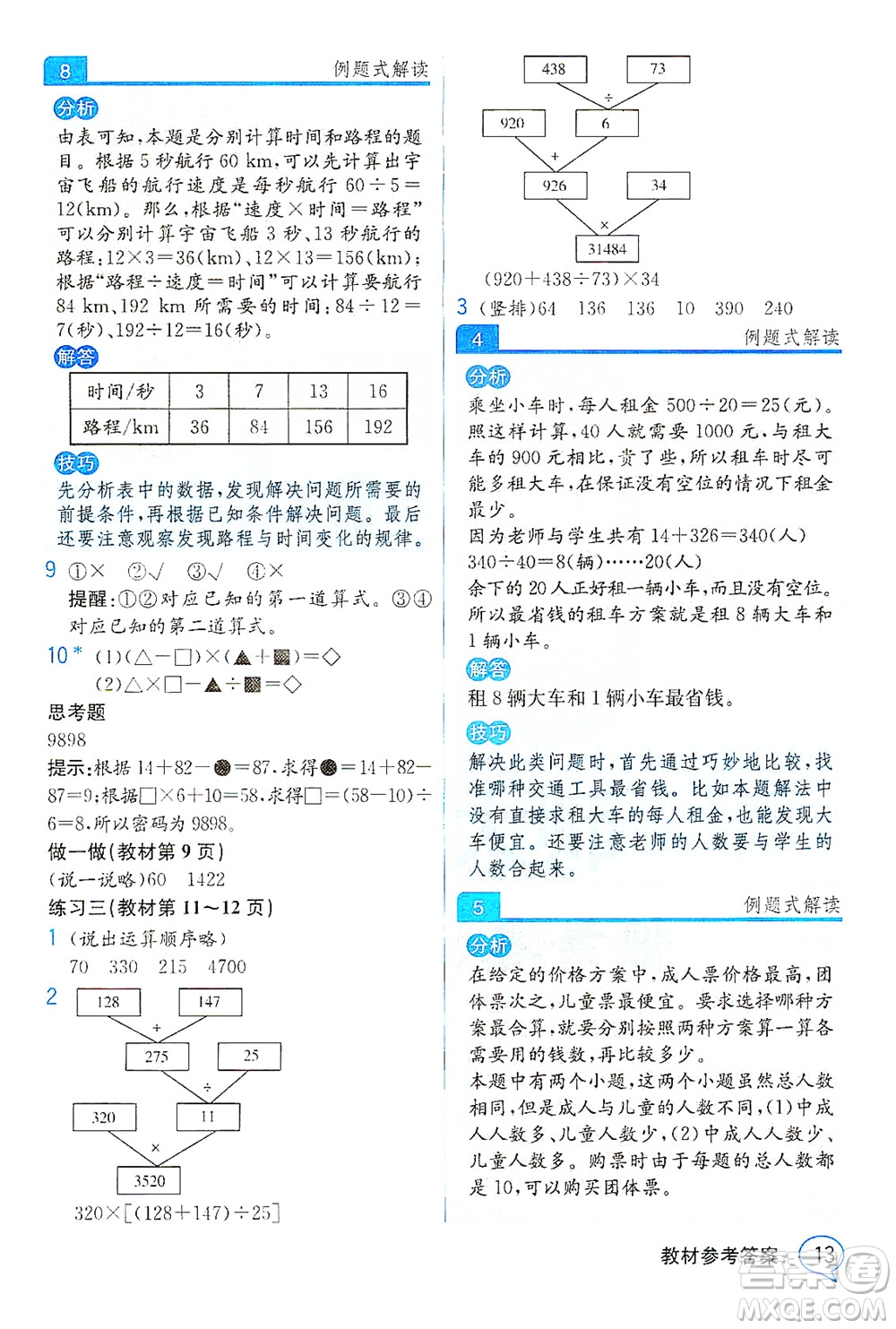 人民教育出版社2021教材解讀數(shù)學(xué)四年級(jí)下冊(cè)人教版答案