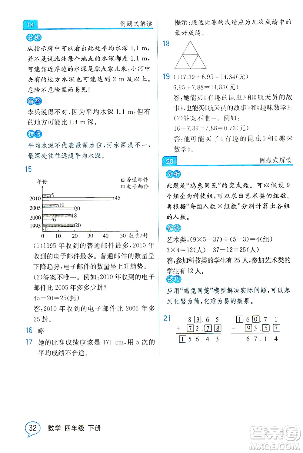 人民教育出版社2021教材解讀數(shù)學(xué)四年級(jí)下冊(cè)人教版答案