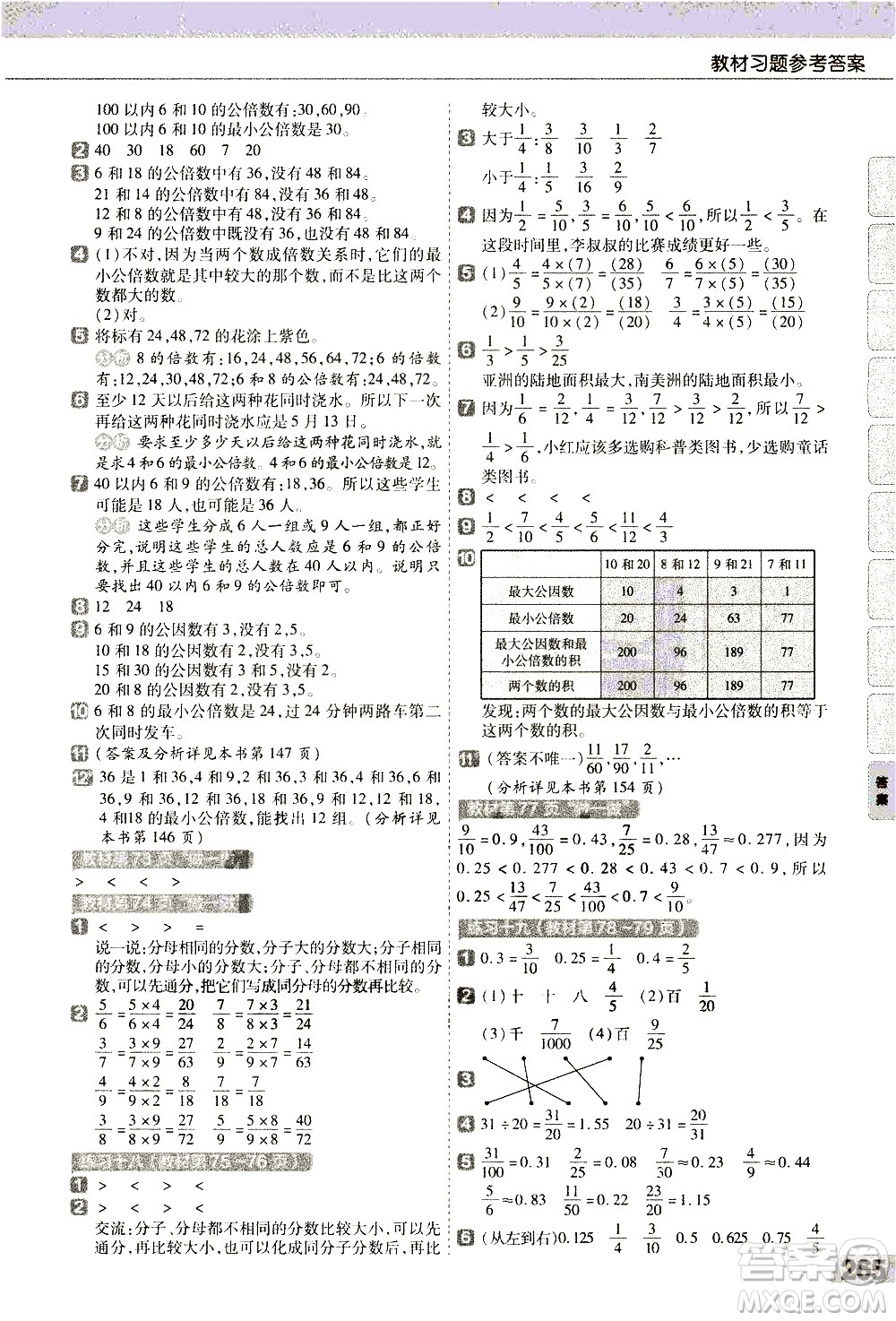 南京師范大學(xué)出版社2021教材幫小學(xué)數(shù)學(xué)五年級(jí)下冊(cè)RJ人教版答案