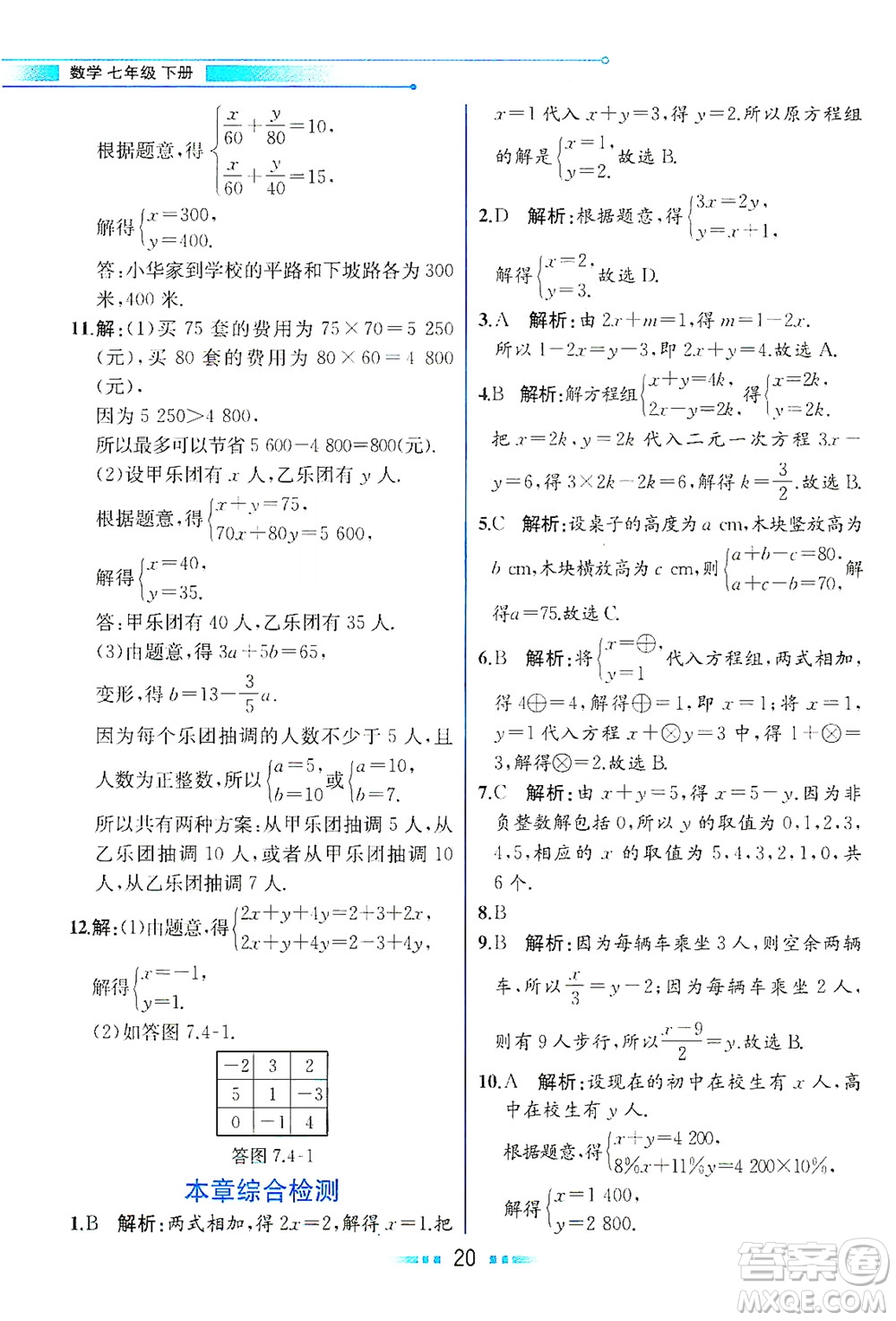 現(xiàn)代教育出版社2021教材解讀數(shù)學(xué)七年級(jí)下冊(cè)HS華師版答案