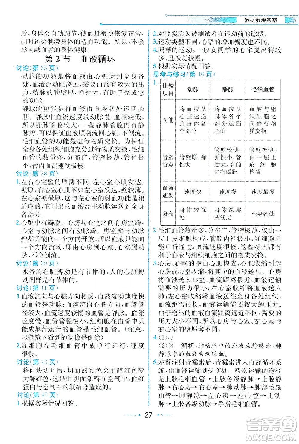 現(xiàn)代教育出版社2021教材解讀生物七年級(jí)下冊(cè)BS北師大版答案