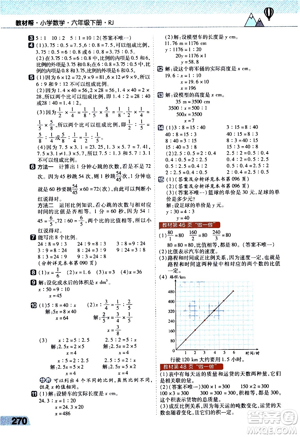 南京師范大學(xué)出版社2021教材幫小學(xué)數(shù)學(xué)六年級下冊RJ人教版答案