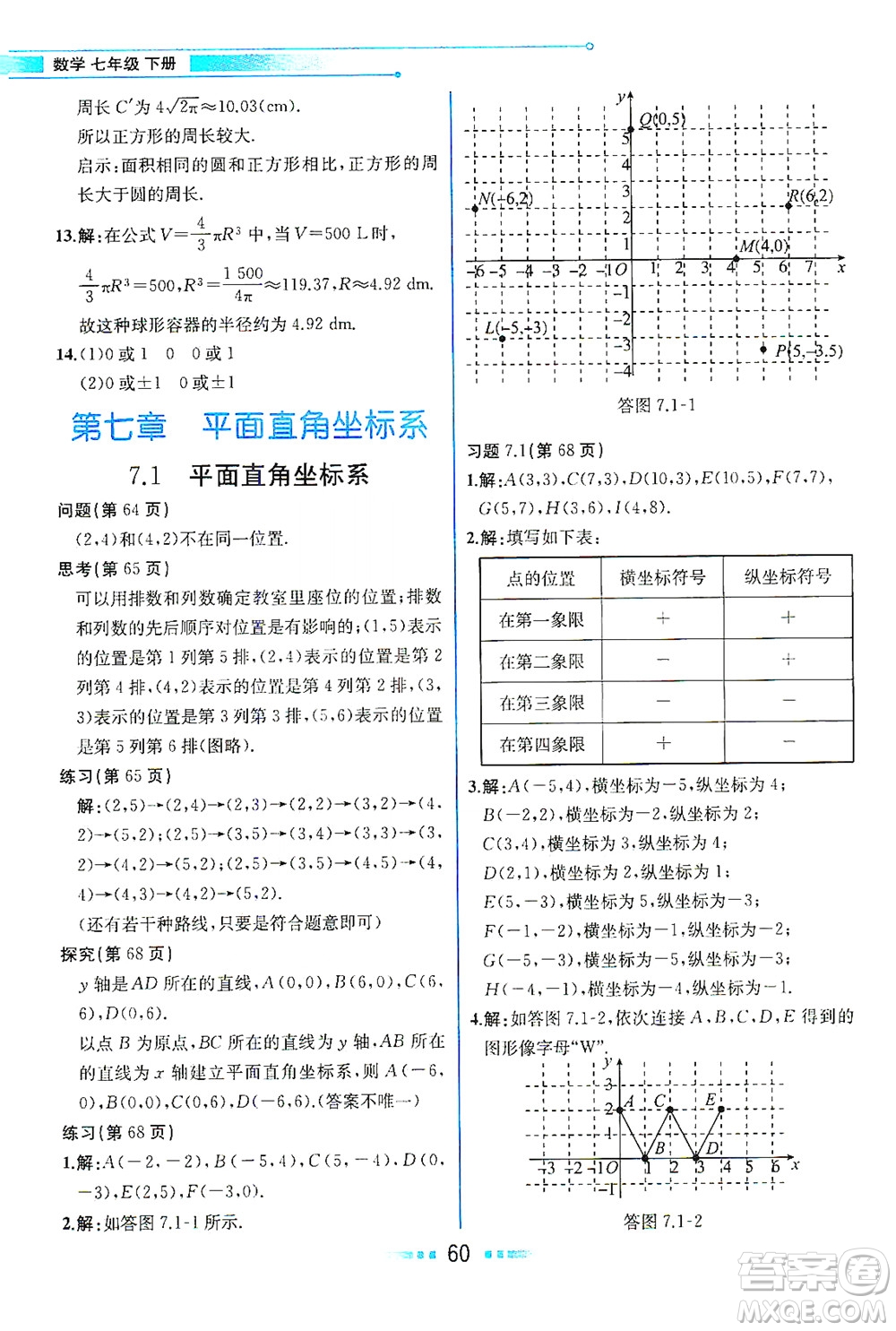 人民教育出版社2021教材解讀數(shù)學(xué)七年級下冊人教版答案