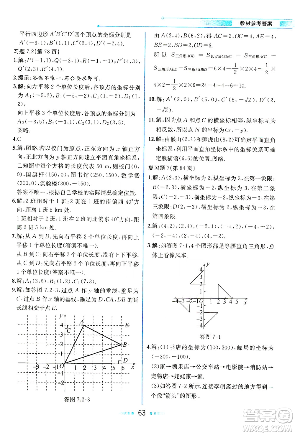 人民教育出版社2021教材解讀數(shù)學(xué)七年級下冊人教版答案