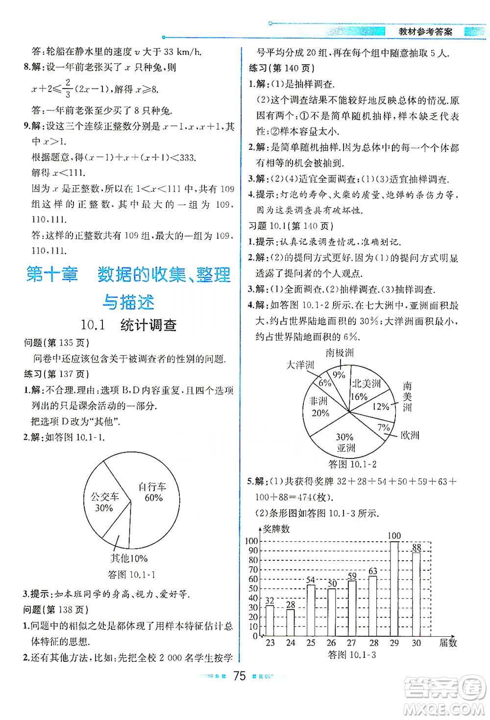 人民教育出版社2021教材解讀數(shù)學(xué)七年級下冊人教版答案