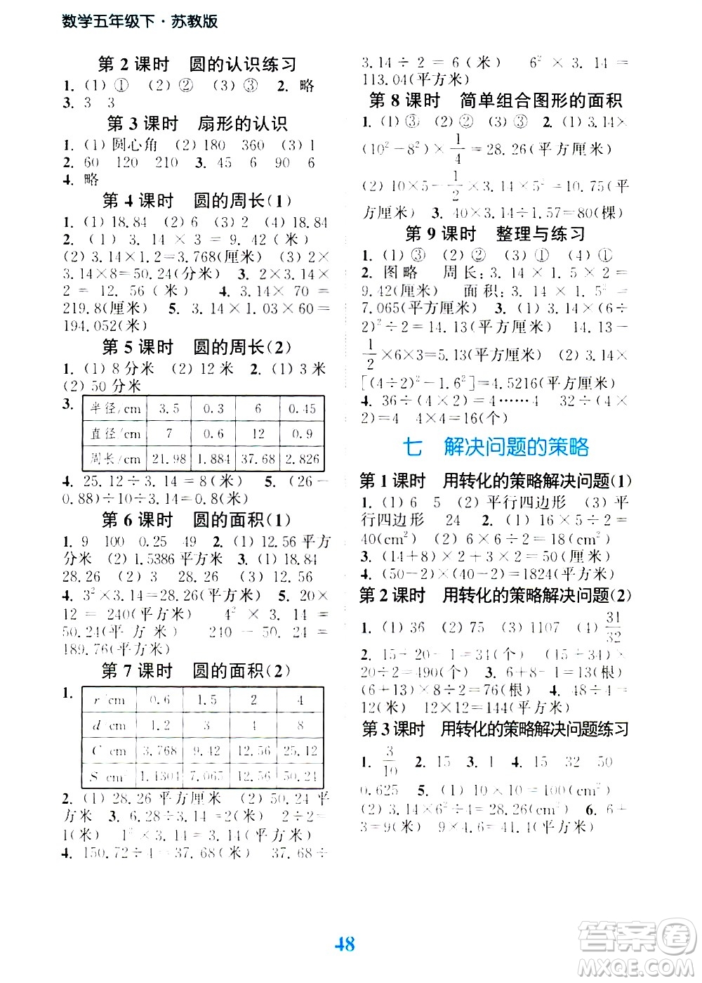 北方婦女兒童出版社2021江蘇金考卷數(shù)學(xué)五年級下冊江蘇版答案