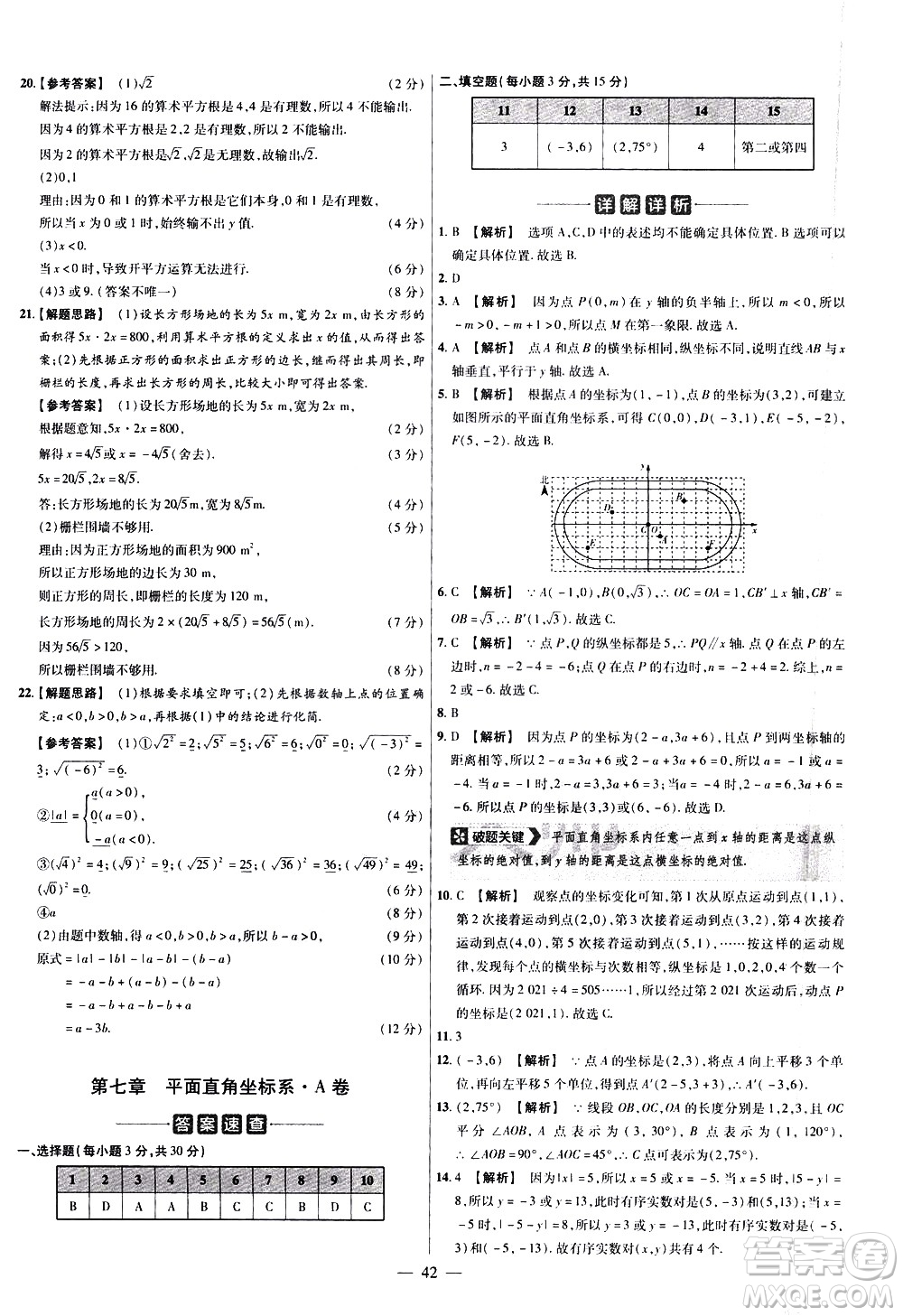 延邊教育出版社2021版金考卷活頁(yè)題選名師名題單元雙測(cè)卷數(shù)學(xué)七年級(jí)下冊(cè)RJ人教版答案