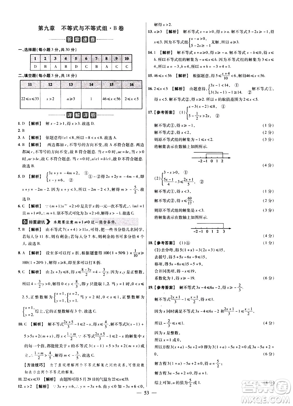 延邊教育出版社2021版金考卷活頁(yè)題選名師名題單元雙測(cè)卷數(shù)學(xué)七年級(jí)下冊(cè)RJ人教版答案