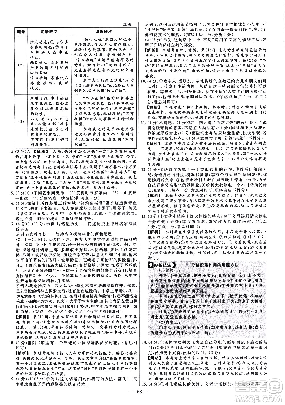 延邊教育出版社2021版金考卷活頁(yè)題選名師名題單元雙測(cè)卷語(yǔ)文七年級(jí)下冊(cè)RJ人教版答案