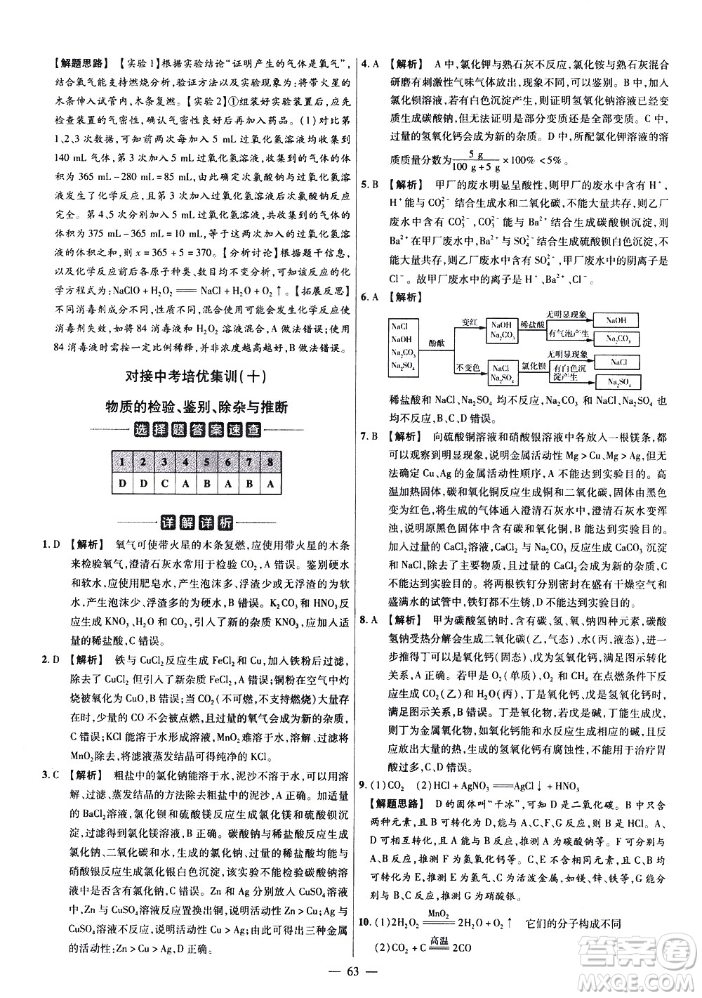 延邊教育出版社2021版金考卷活頁題選名師名題單元雙測卷化學(xué)九年級(jí)下冊(cè)RJ人教版答案