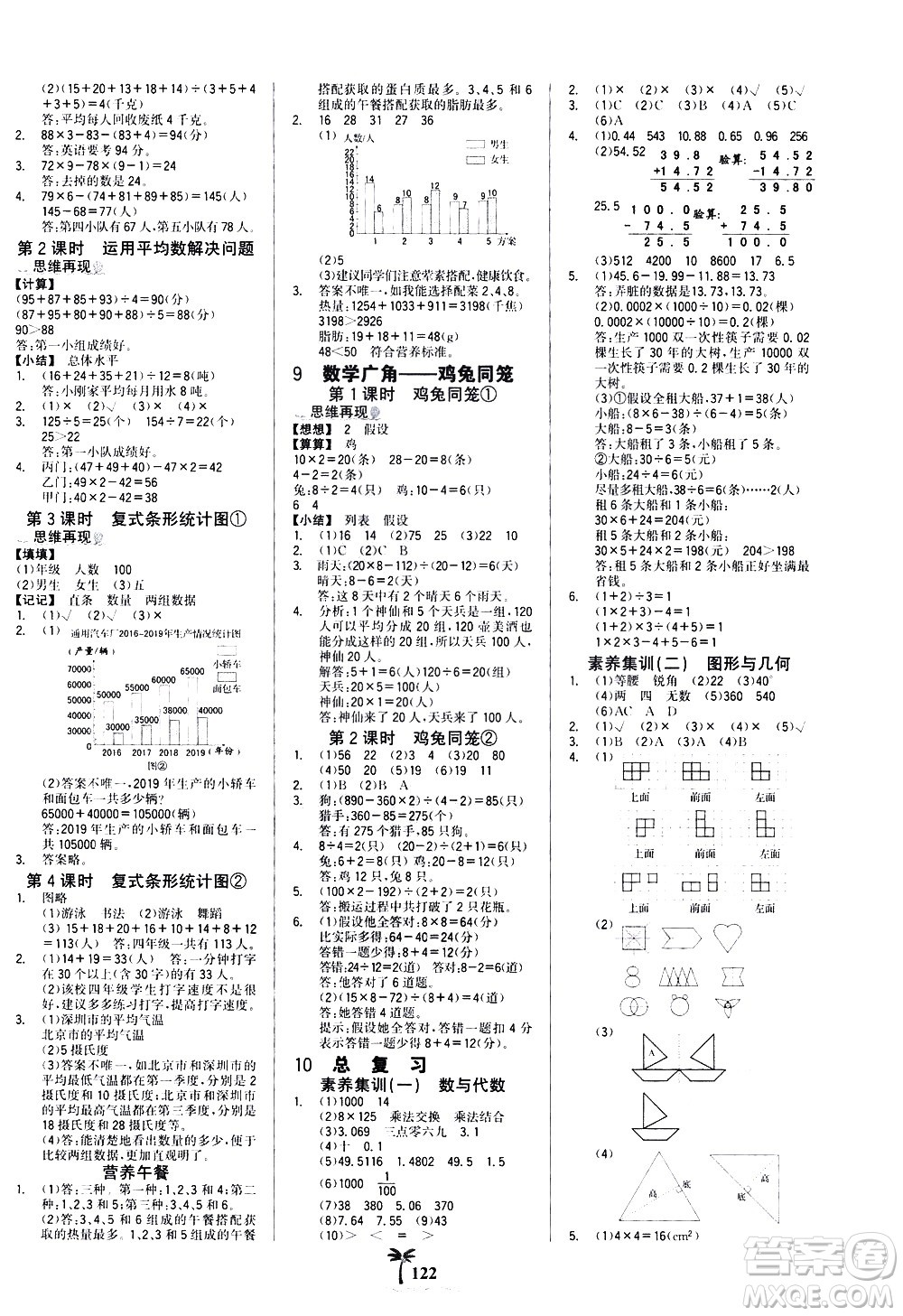 延邊大學出版社2021世紀金榜金榜小博士數(shù)學四年級下冊人教版答案