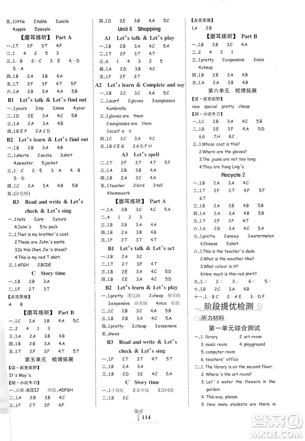 延邊大學(xué)出版社2021世紀(jì)金榜金榜小博士英語(yǔ)四年級(jí)下冊(cè)人教PEP版答案